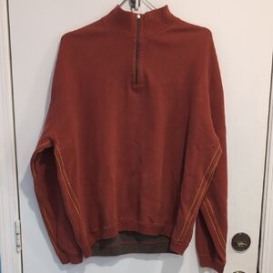 Tommy Bahama Men's Quarter-Zip Sweater Rust Orange 100% Cotton Size XL